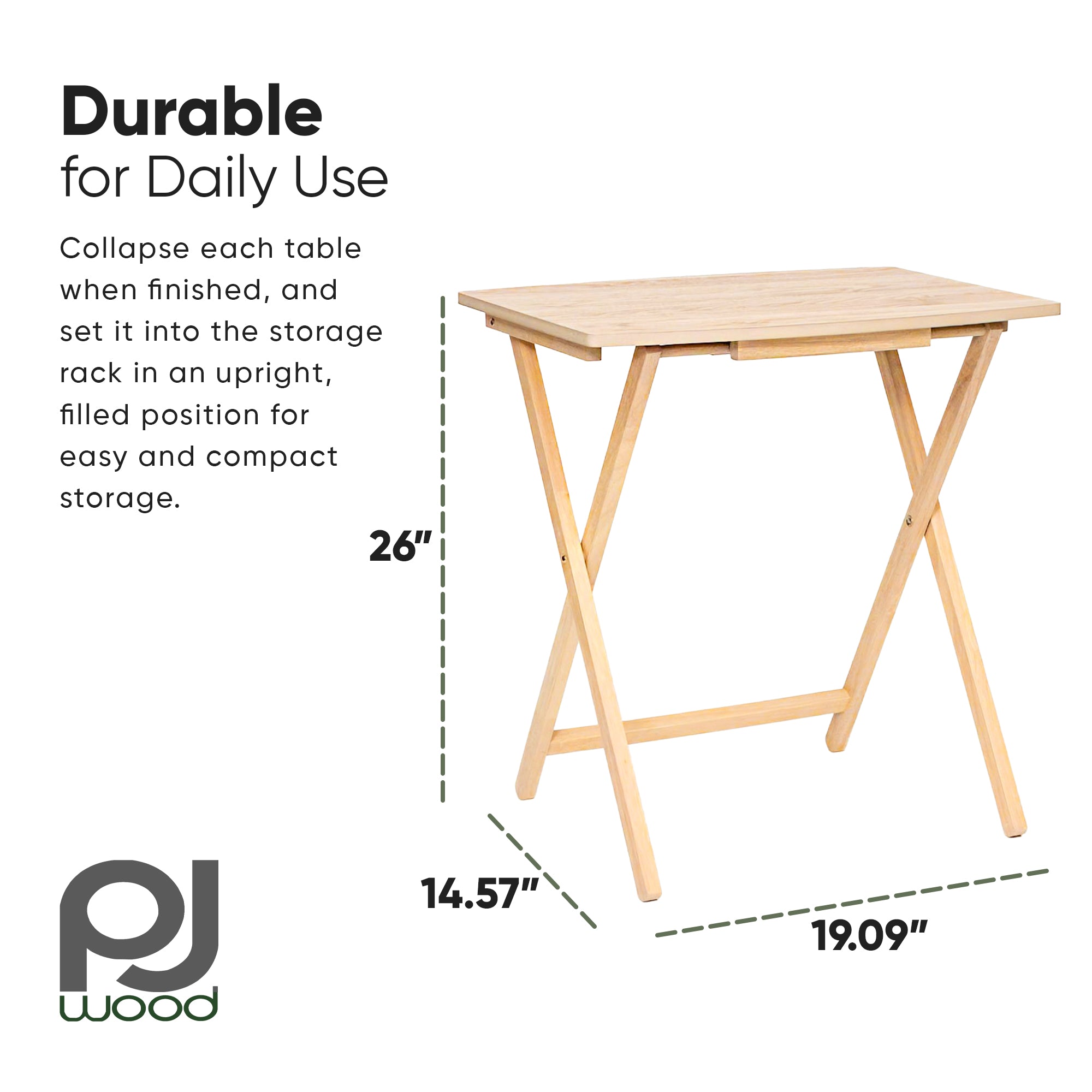 PJ Wood 5pk XL Oversize Tray Table for Living Room or Kitchen, Wood (Used) - VMInnovations