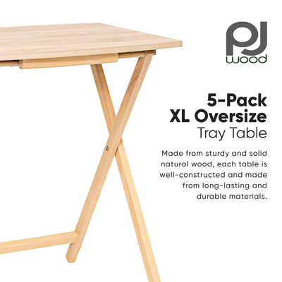 PJ Wood 5 Pack XL Oversize Tray Table for Living Room or Kitchen (Open Box) - VMInnovations