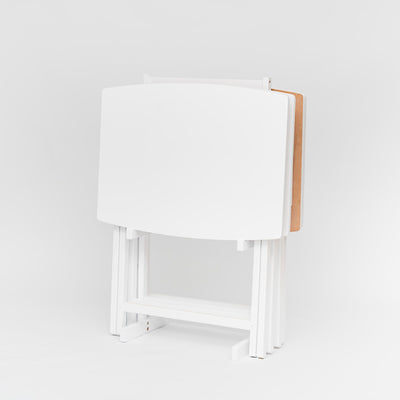 PJ Wood 5 Pack XL Oversize Tray Table Set for Living Room or Kitchen Wht (Used) - VMInnovations