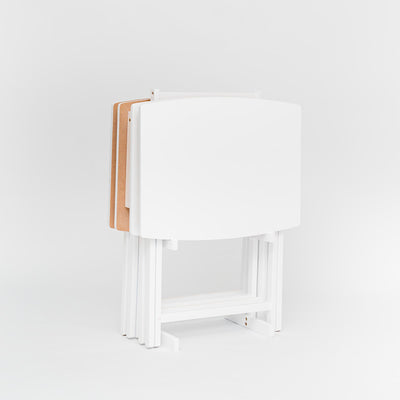 PJ Wood 5 Pack XL Oversize Tray Table Set for Living Room or Kitchen Wht (Used) - VMInnovations