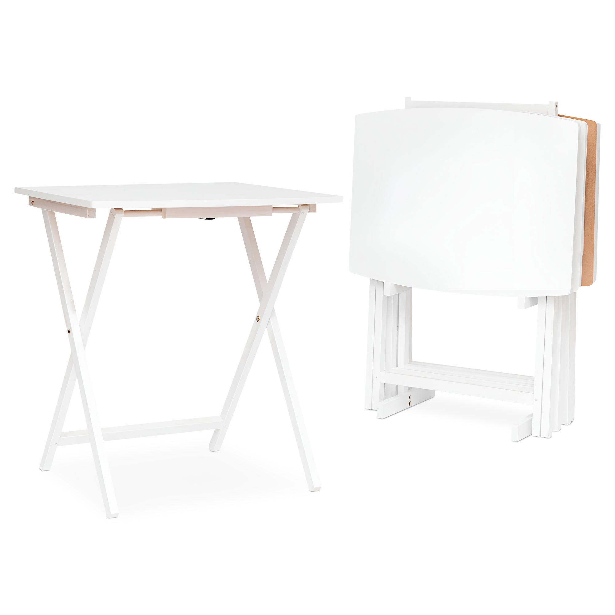 PJ Wood 5 Pack XL Oversize Tray Table Set for Living Room or Kitchen Wht (Used) - VMInnovations