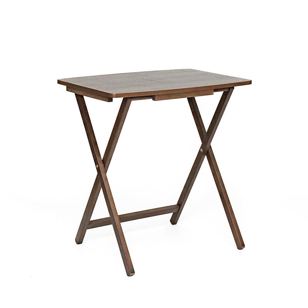 PJ Wood 5 Pack XL Oversize Tray Table, Living Room or Kitchen, Rustic Espresso