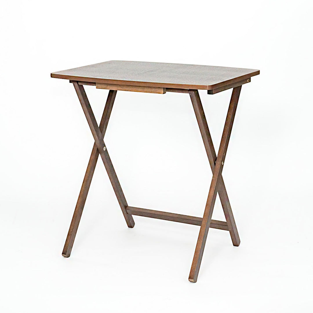 PJ Wood 5 Pack XL Oversize Tray Table, Living Room or Kitchen, Rustic Espresso
