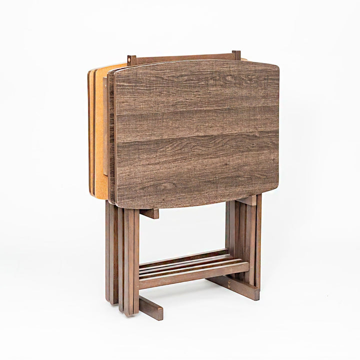 PJ Wood 5 Pack XL Oversize Tray Table, Living Room or Kitchen,Espresso(Open Box)