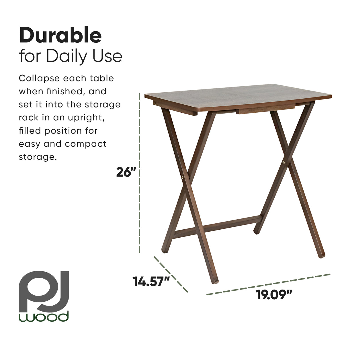 PJ Wood 5pk Oversize Tray Table, Living Room or Kitchen, Rustic Espresso (Used) - VMInnovations