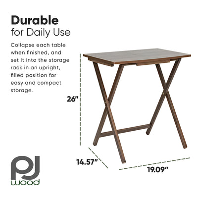 PJ Wood 5pk Oversize Tray Table, Living Room or Kitchen, Rustic Espresso (Used) - VMInnovations