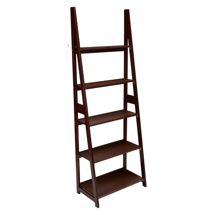 PJ Wood 5 Tier Wooden Ladder Shelf Organizer Bookcase Home Display, (Open Box)