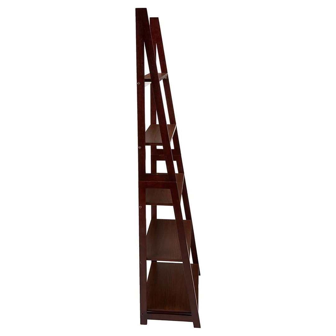 PJ Wood 5 Tier Wooden Ladder Shelf Organizer Bookcase Home Display, (Open Box)
