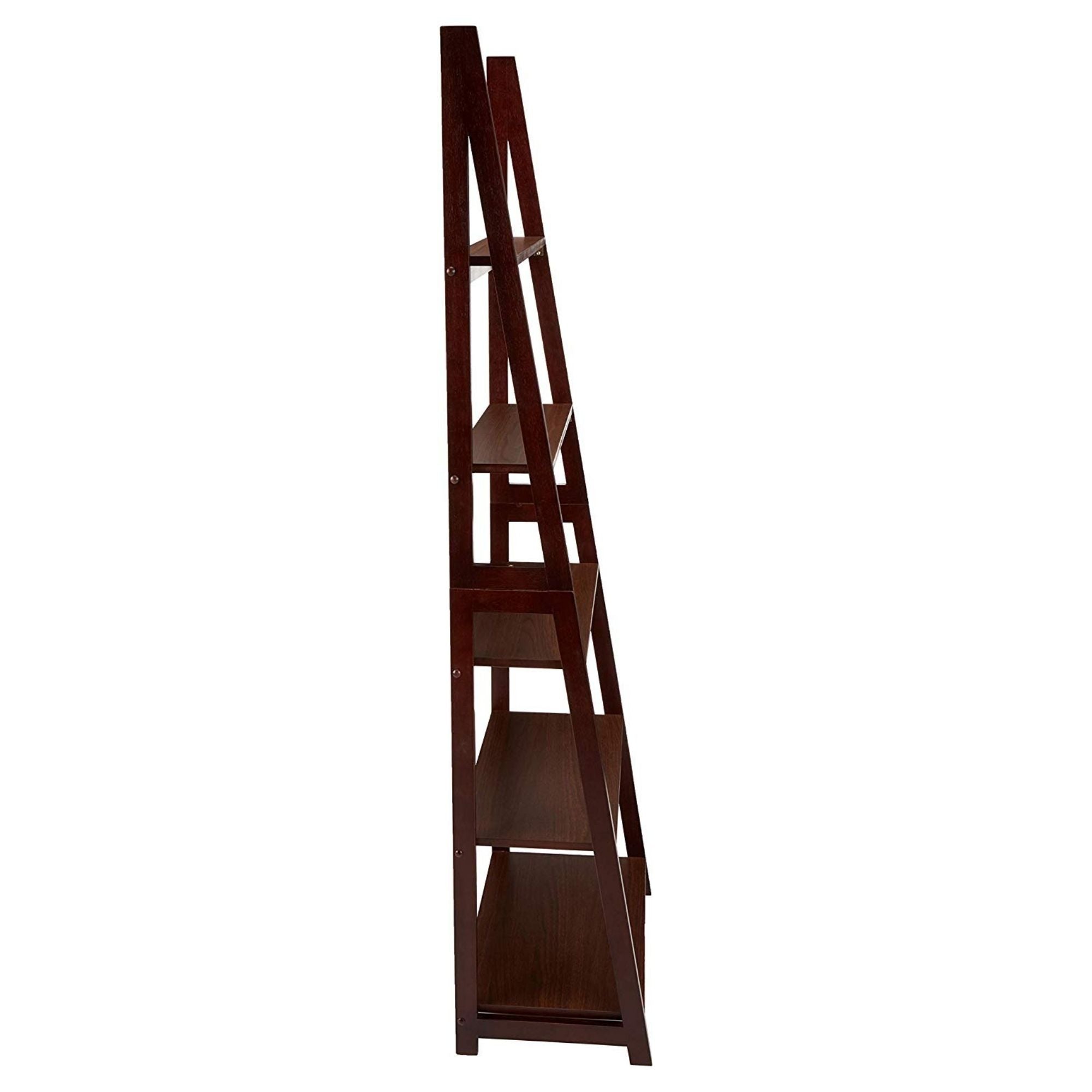 PJ Wood 5 Tier Wooden Ladder Shelf Organizer Bookcase Home Display, (Open Box) - VMInnovations