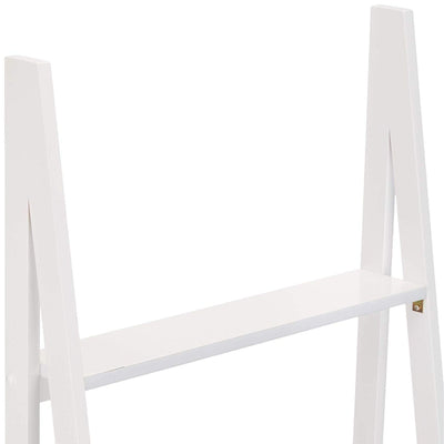 PJ Wood 5 Tier Wooden Ladder Shelf Organizer Bookcase Home Display Stand, White