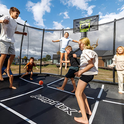 JumpFlex MEGA 17' Trampoline, Large Outdoor Jumping Play Set with Net and Ladder - VMInnovations