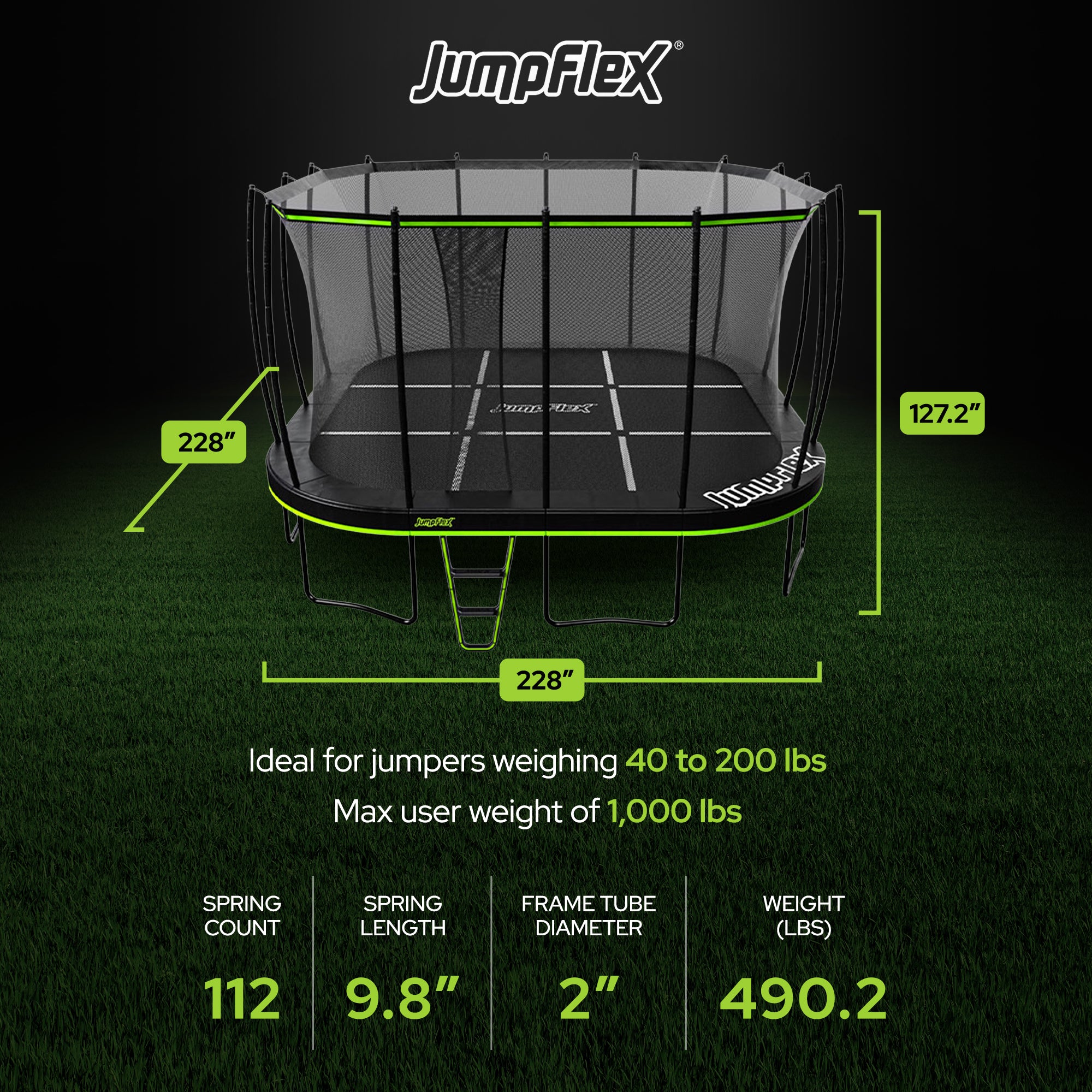 JumpFlex MEGA 19' Trampoline Outdoor Jumping Play Set w/ SMARTSHADE Canopy Cover