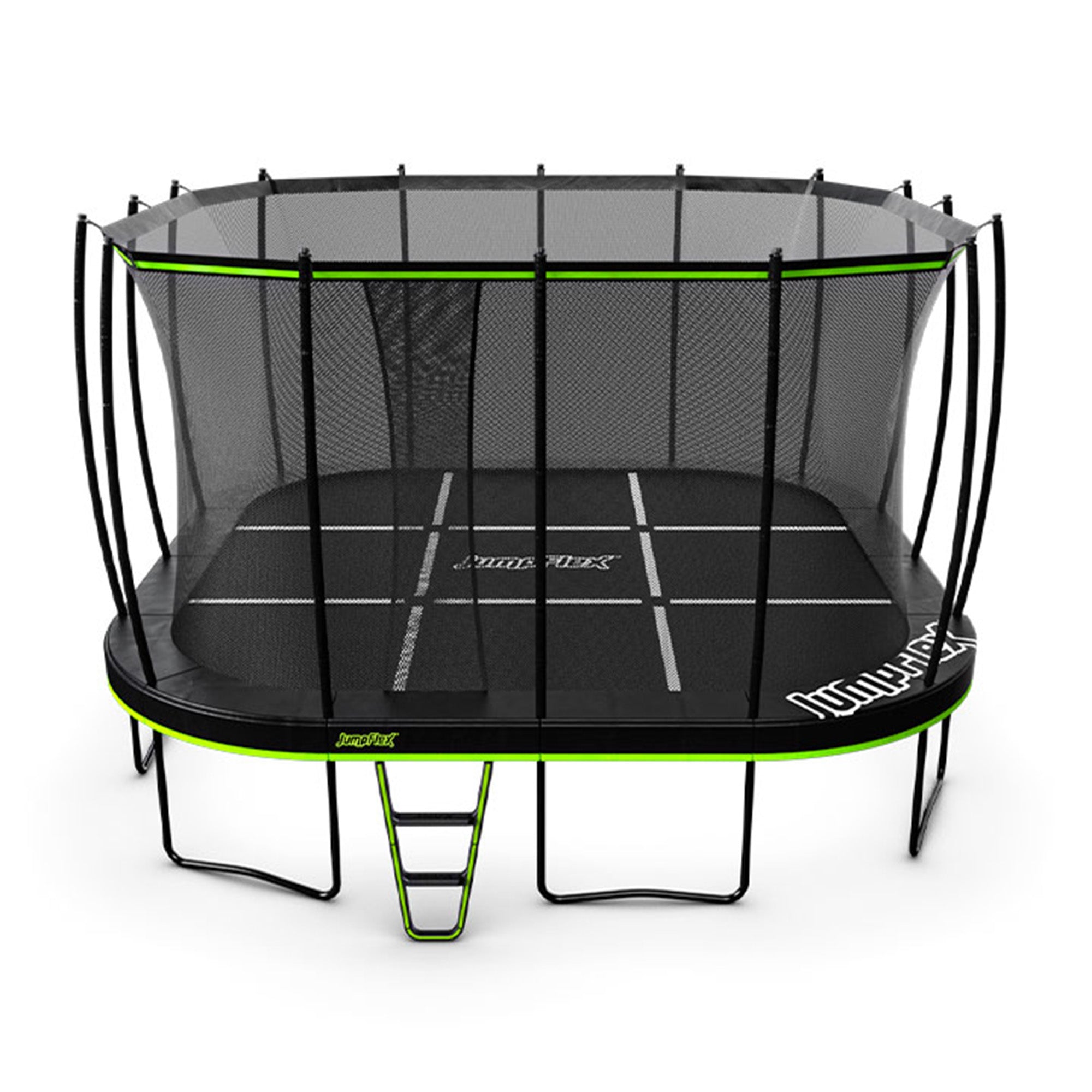 Jumpflex MEGA 19' Square Trampoline, Outdoor Play Equipment with Net & Ladder - VMInnovations