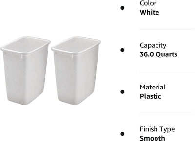 Rubbermaid Open Top Wastebasket Large Plastic Trash Bin Container, 36 Qt, 2 Pack - VMInnovations