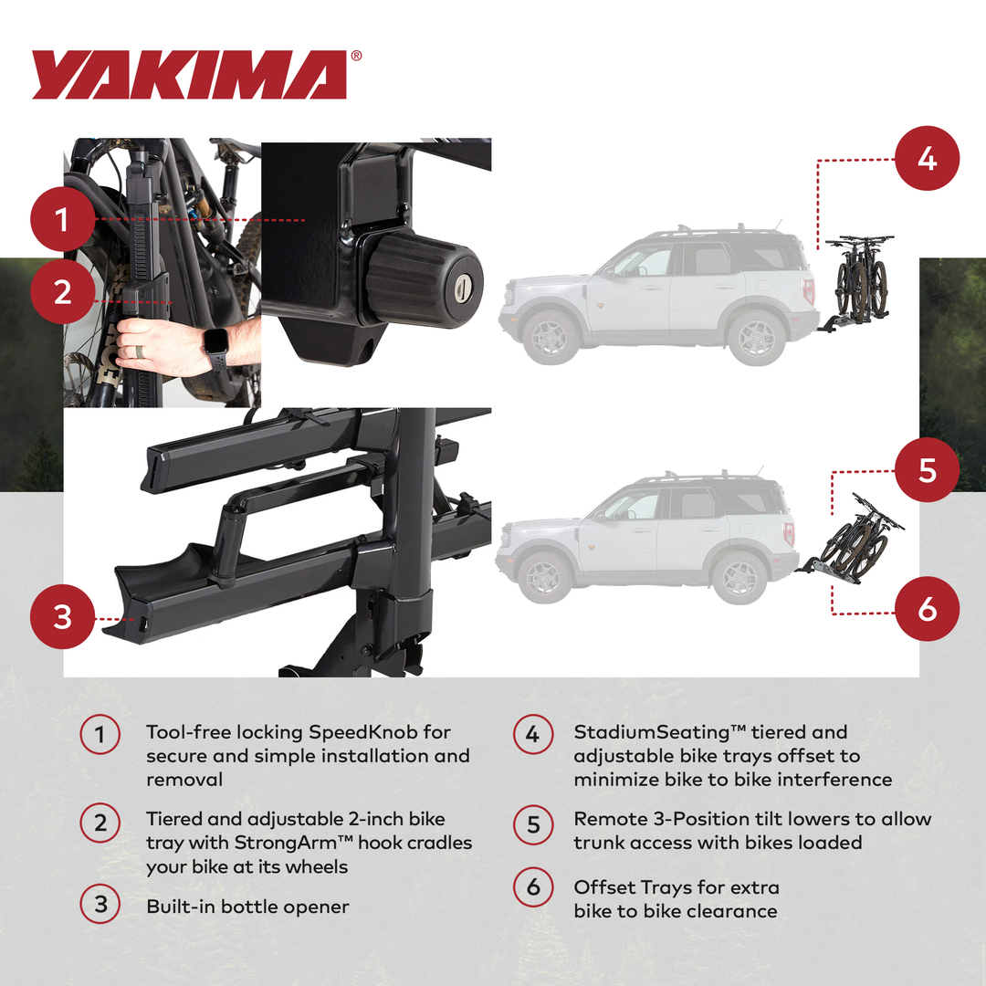 Yakima StageTwo 2" Premium Platform 2 Bike Tray Hitch Bike Rack, Anthracite