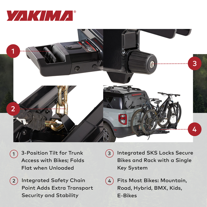 Yakima StageTwo 1.25" Premium Platform 2 Bike Tray Hitch Bike Rack, Anthracite