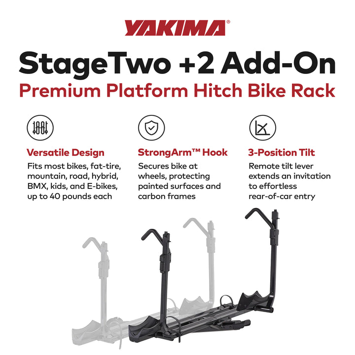 Yakima StageTwo Add-On Premium Platform 2 Bike Tray Hitch Bike Rack, Anthracite
