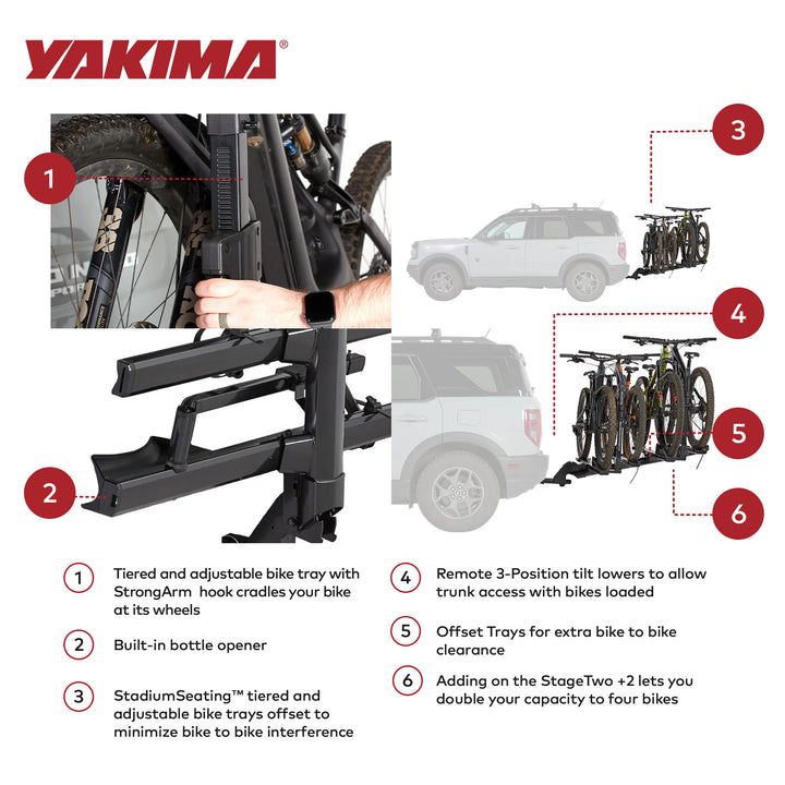 Yakima StageTwo Add-On Premium Platform 2 Bike Tray Hitch Bike Rack, Anthracite