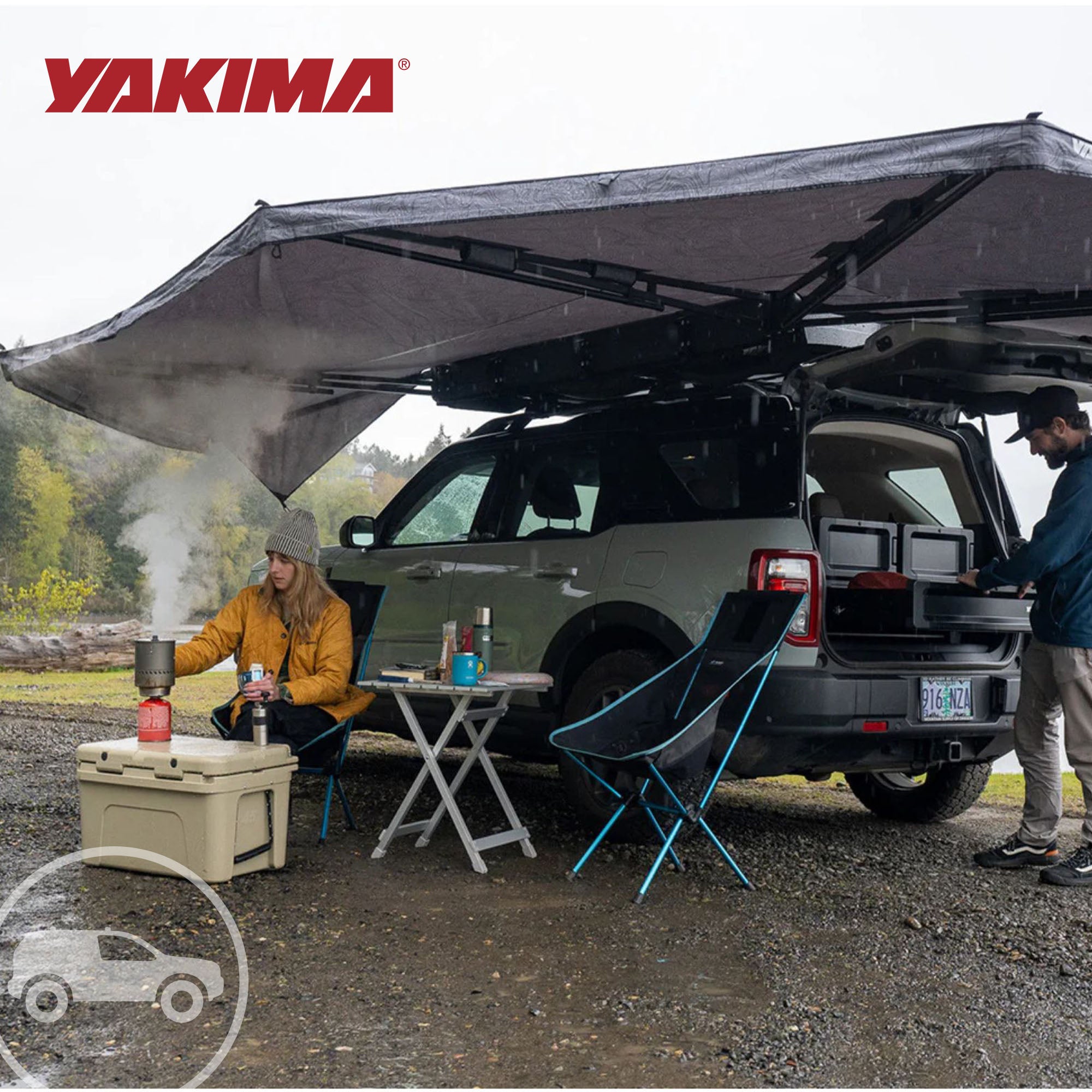 Yakima OverNOut 180 Awning, Opens on Left Side with 94 Sq. Ft. Coverage, Gray - VMInnovations