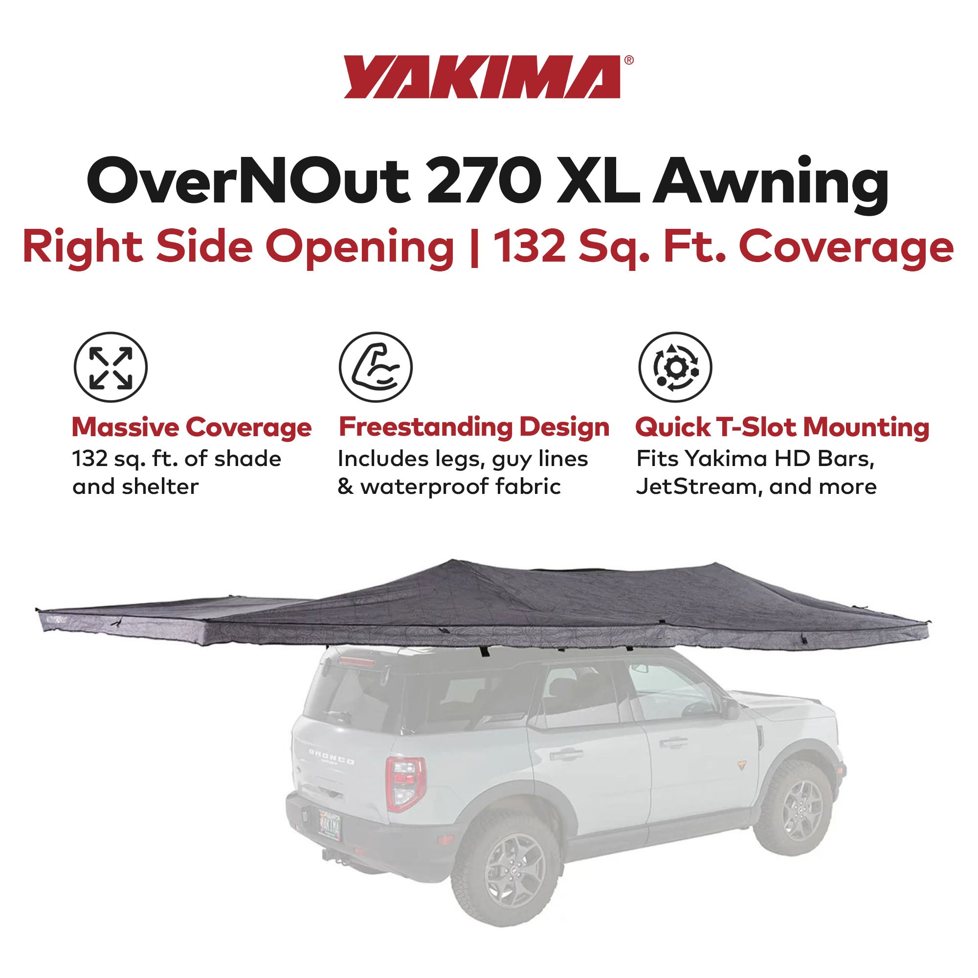 Yakima OverNOut 270 XL Awning, Opens on Right Side with 132 Sq. Ft