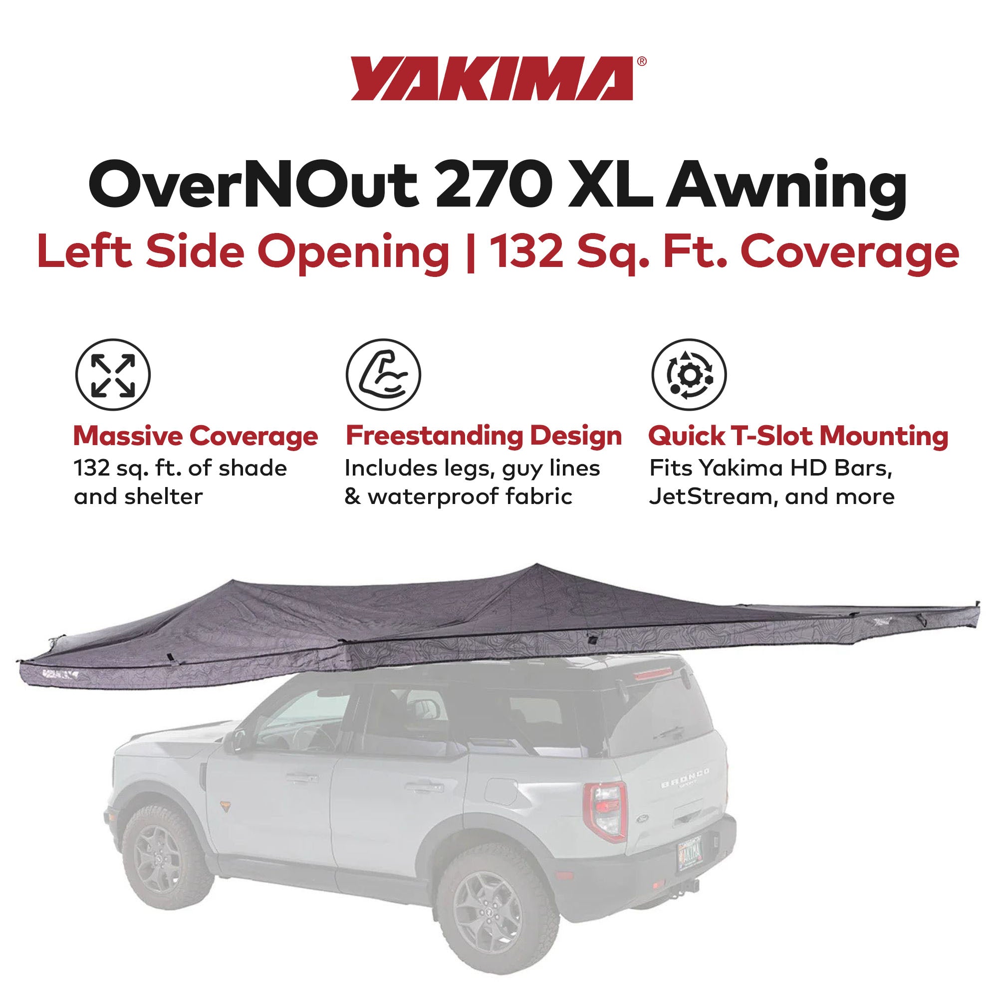 Yakima OverNOut 270 XL Awning, Opens on Left Side with 132 Sq. Ft. Coverage - VMInnovations