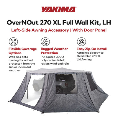 Yakima OverNOut 270 XL LH Full Wall Kit Awning w/Door Panel, Gray (Open Box) - VMInnovations