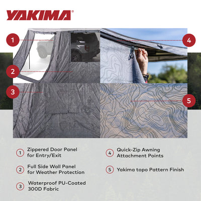 Yakima OverNOut 270 XL LH Full Wall Kit Awning w/Door Panel, Gray (Open Box) - VMInnovations