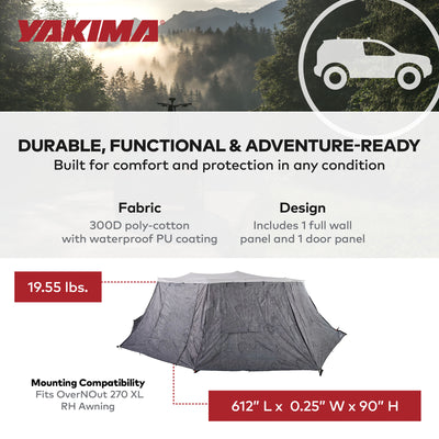 Yakima OverNOut 270 XL RH Full Wall Kit Awning Accessory with Door Panel, Gray - VMInnovations