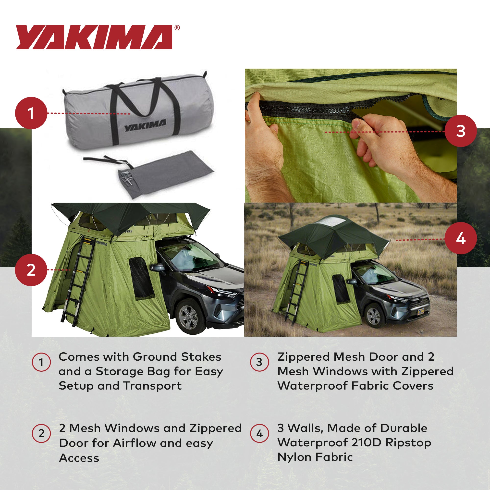 Yakima SkyRise SL Annex Wall Enclosure, SkyRise SL Rooftop Tents Green(Open Box) - VMInnovations