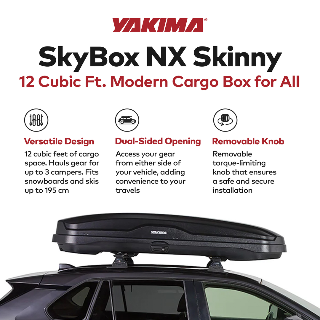 Yakima SkyBox NX Skinny 12 Rooftop Cargo Box, Fits StreamLine Crossbar, Black