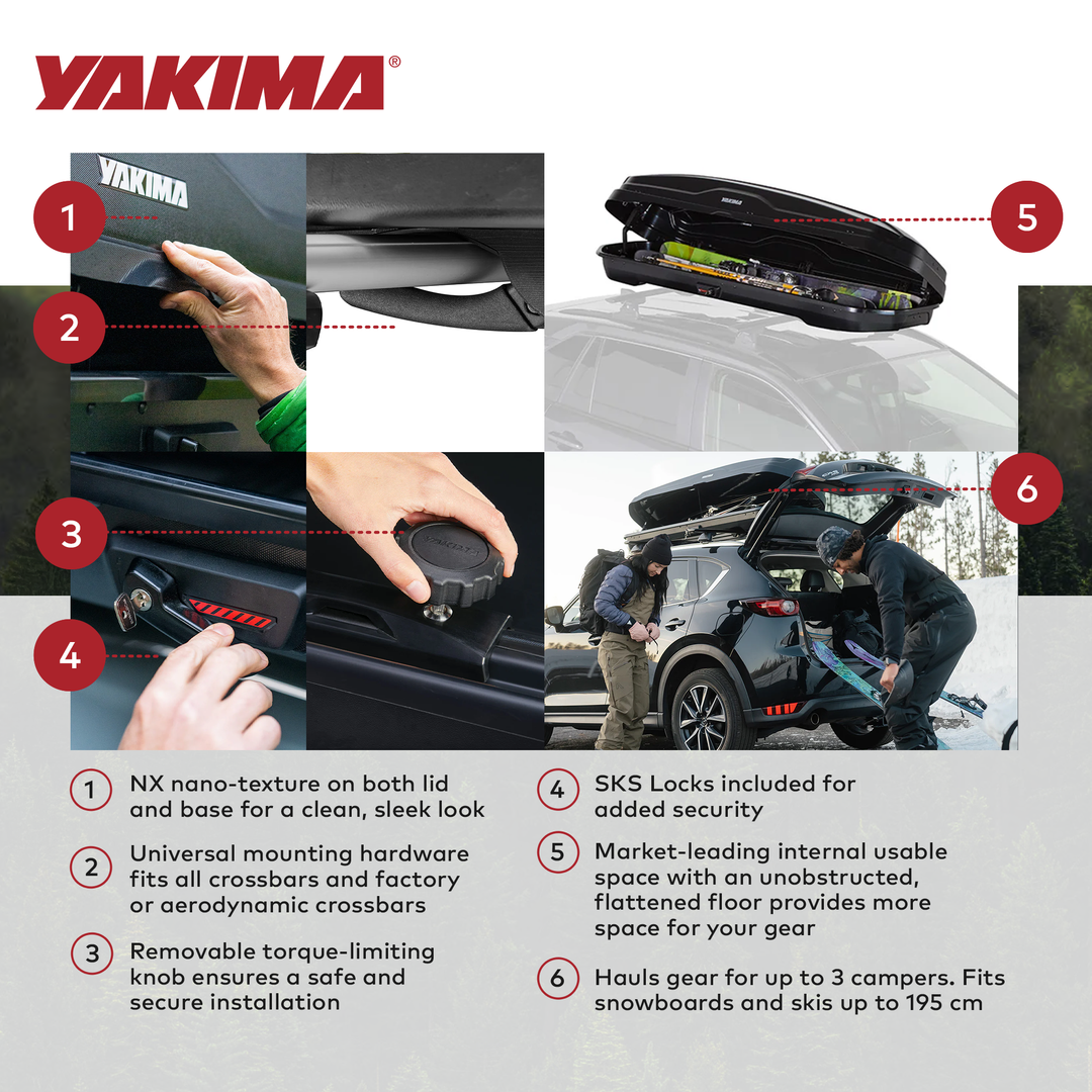 Yakima SkyBox NX Skinny 12 Rooftop Cargo Box, Fits StreamLine Crossbar, Black
