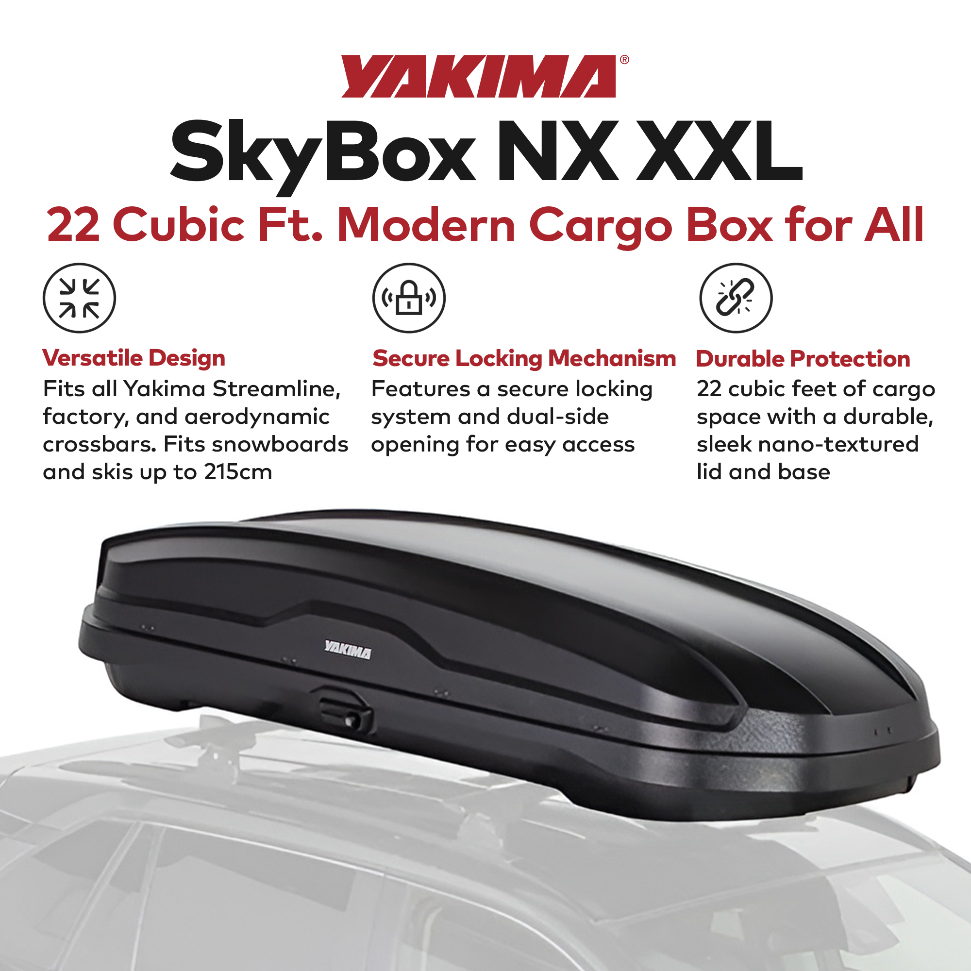 Yakima SkyBox NX XXL 22 Cubic Foot Vehicle Cargo Box for Crossbars (Open Box)