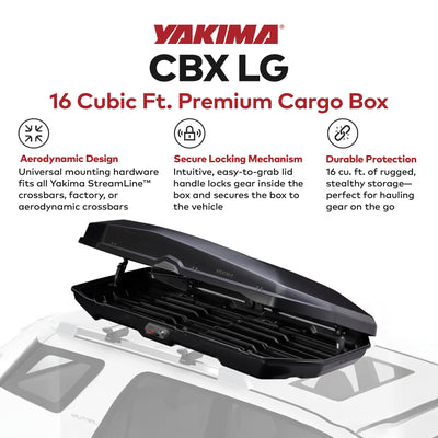 Yakima CBX 16 RoofTop Cargo Rugged Carrier Box for StreamLine Crossbar(Open Box) - VMInnovations