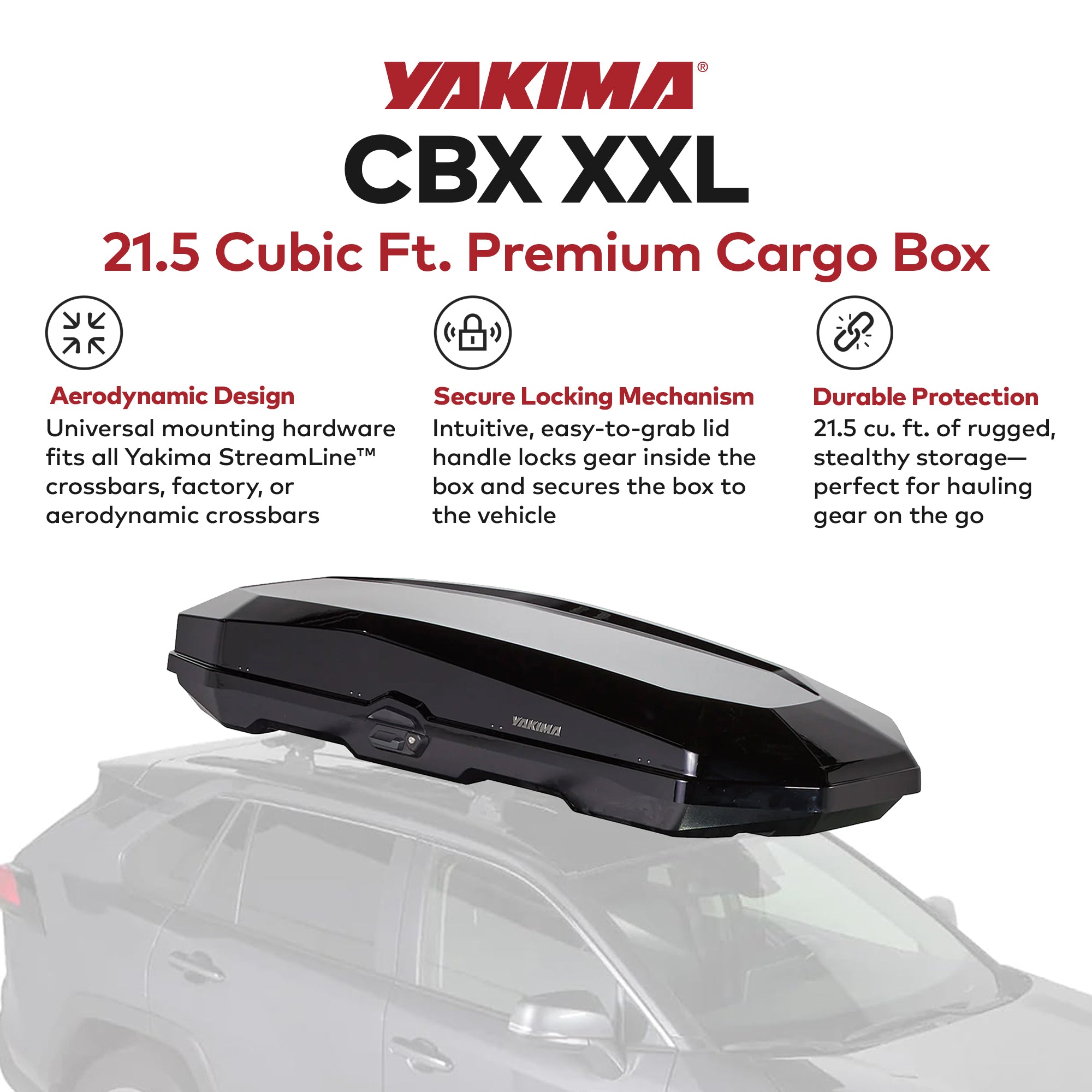 Yakima CBX Roof Top Cargo Rugged Carrier Box Fits StreamLine Crossbar(Open Box) - VMInnovations
