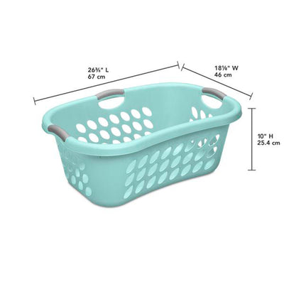 Sterilite 12 Pack Plastic Laundry Basket Ultra HipHold 1.25 Bu Contour Rim, Mint - VMInnovations