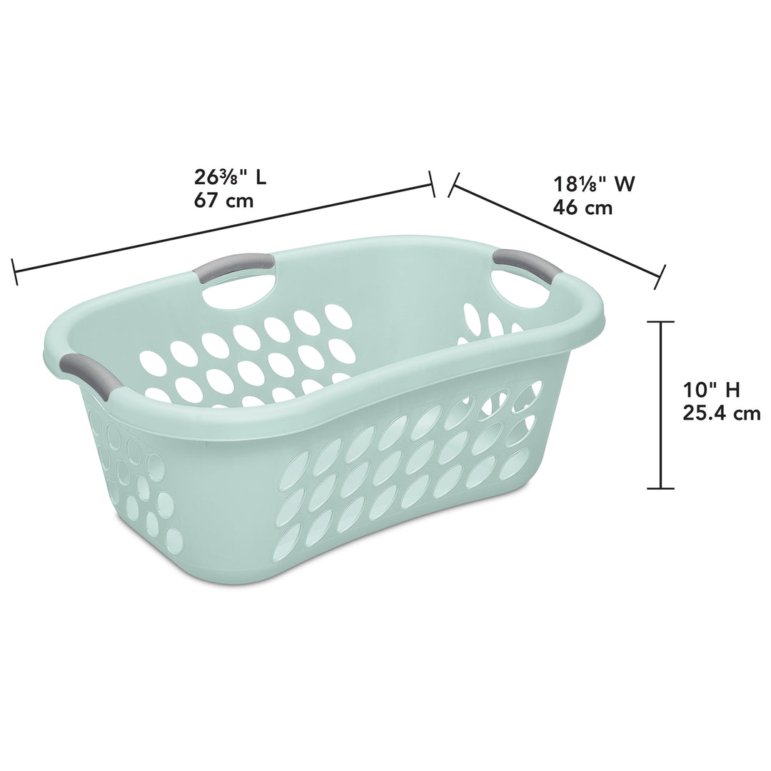 Sterilite 18 Pack Plastic Laundry Basket Ultra HipHold 1.25 Bu Contour Rim, Mint