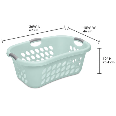 Sterilite 18 Pack Plastic Laundry Basket Ultra HipHold 1.25 Bu Contour Rim, Mint - VMInnovations