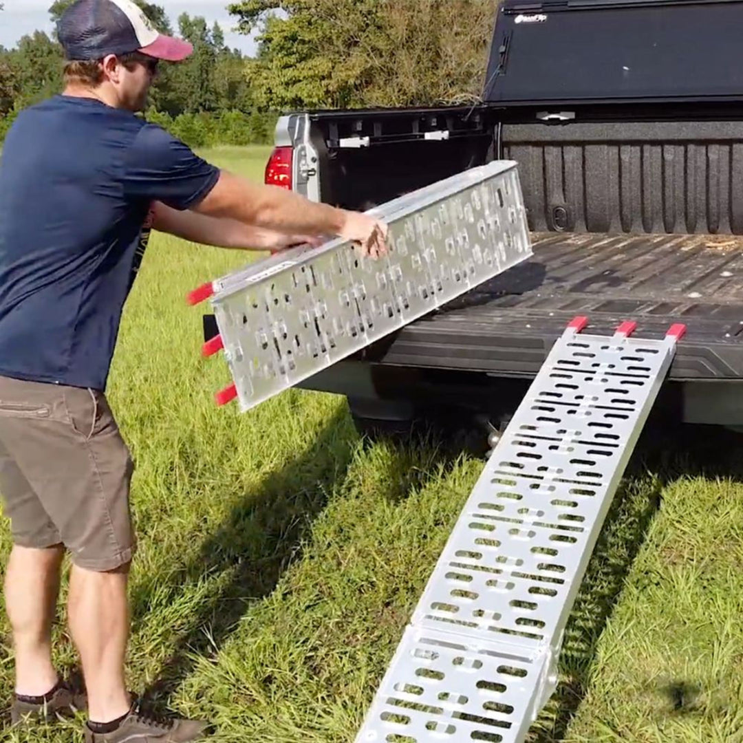 Titan Ramps 2PK 7.5’ Folding ATV Loading Ramps Arched Aluminum Design(Open Box)