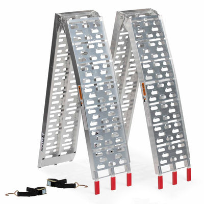 Titan Ramps 2 Pack 7.5’ Folding ATV Loading Ramps Arched Aluminum Design, Silver