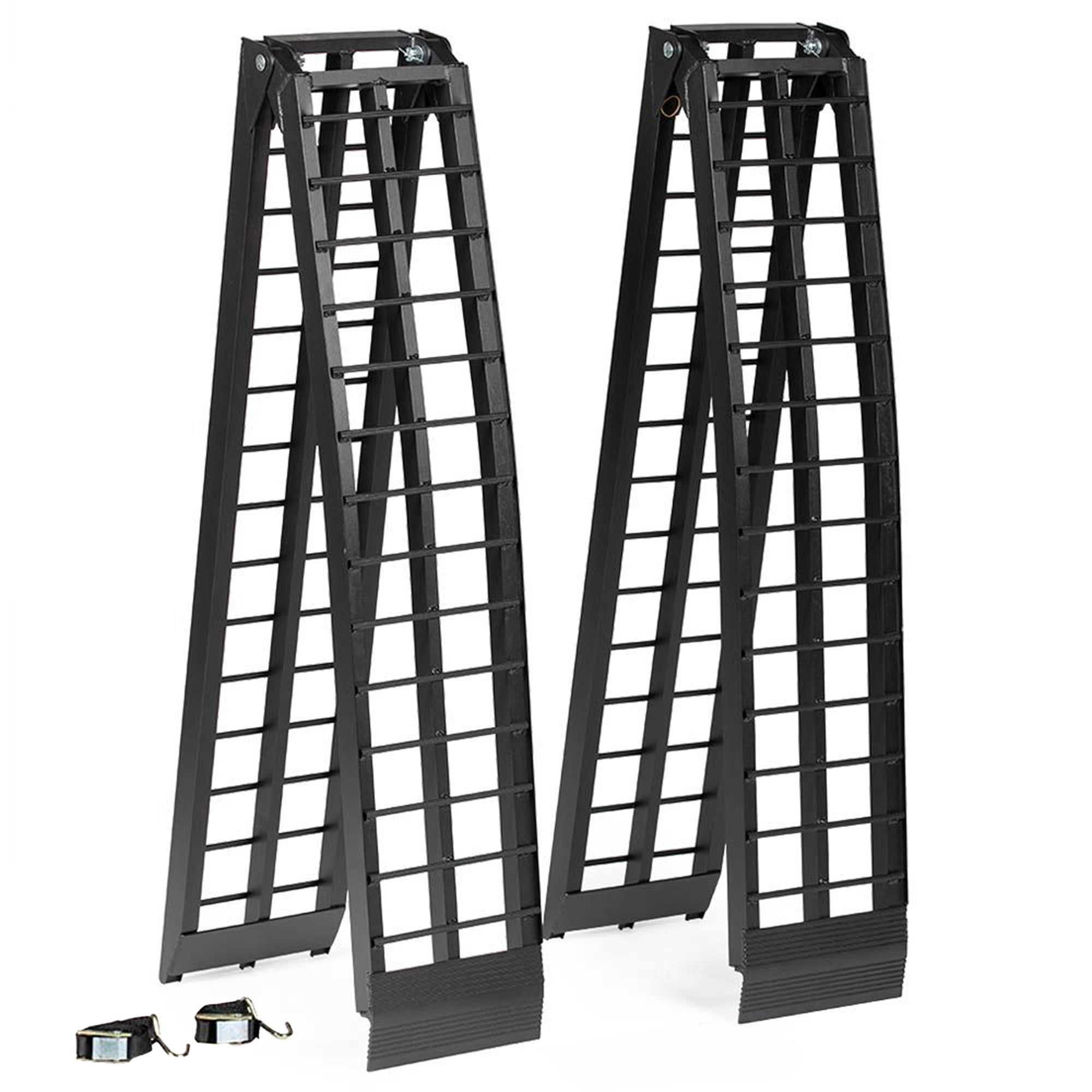 Titan Ramps 2 Pack 9’ Folding ATV Loading Ramps Arched Aluminum Design, Black - VMInnovations