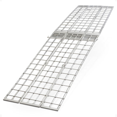 Black Widow 10’ Aluminum Folding Motorcycle Ramp, 3 Piece Design, Silver (Used) - VMInnovations