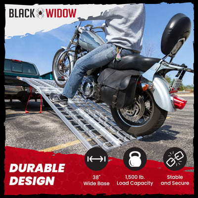 Black Widow 10’ Aluminum Folding Motorcycle Ramp, Arched 3pc Design (Open Box)