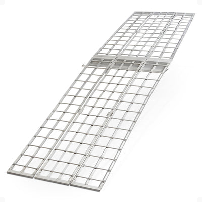 Black Widow 10’ Aluminum Folding Motorcycle Ramp, Arched 3 Piece Design, Silver