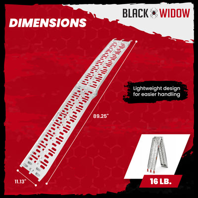 Black Widow Aluminum Folding Motorcycle Ramp Arched Plate, Single Runner, (Used)