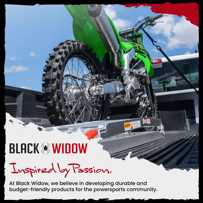 Black Widow Aluminum Folding Motorcycle Ramp Arched Plate, Single Runner, (Used)
