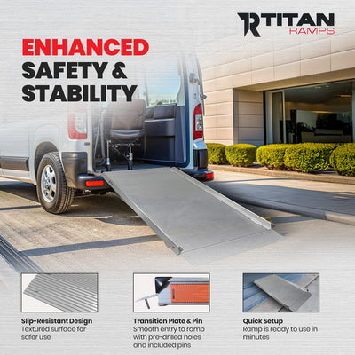 Titan Ramps 6 Foot Aluminum Wheelchair Entry Ramp, One Piece, 850 Pound Capacity