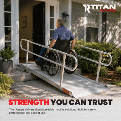 Titan Ramps 6 Foot Aluminum Wheelchair Entry Ramp, One Piece, 850 Pound Capacity