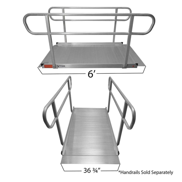 Titan Ramps 6 Foot Aluminum Wheelchair Entry Ramp, One Piece, 850 Pound Capacity