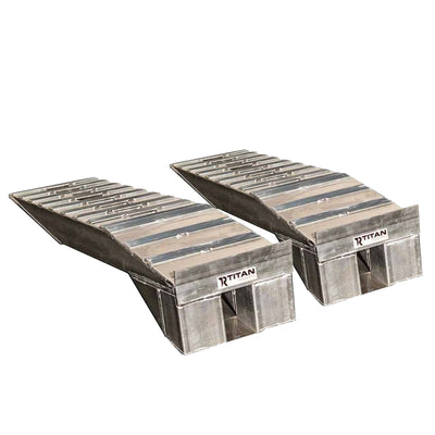 Titan Ramps Aluminum Semi Truck Riser Ramps with 20,000 Pound Capacity, Silver