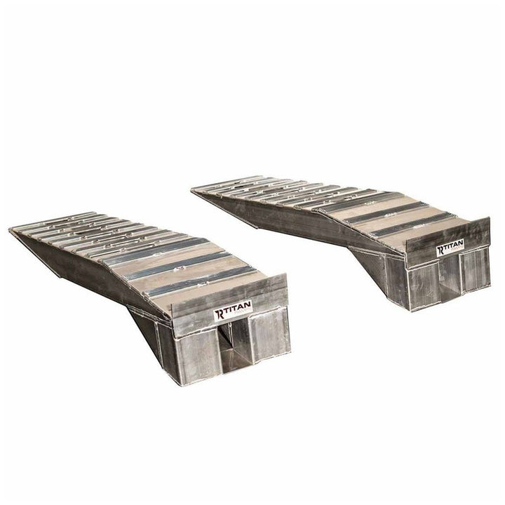 Titan Ramps Aluminum Semi Truck Riser Ramps with 20,000 Pound Capacity, Silver